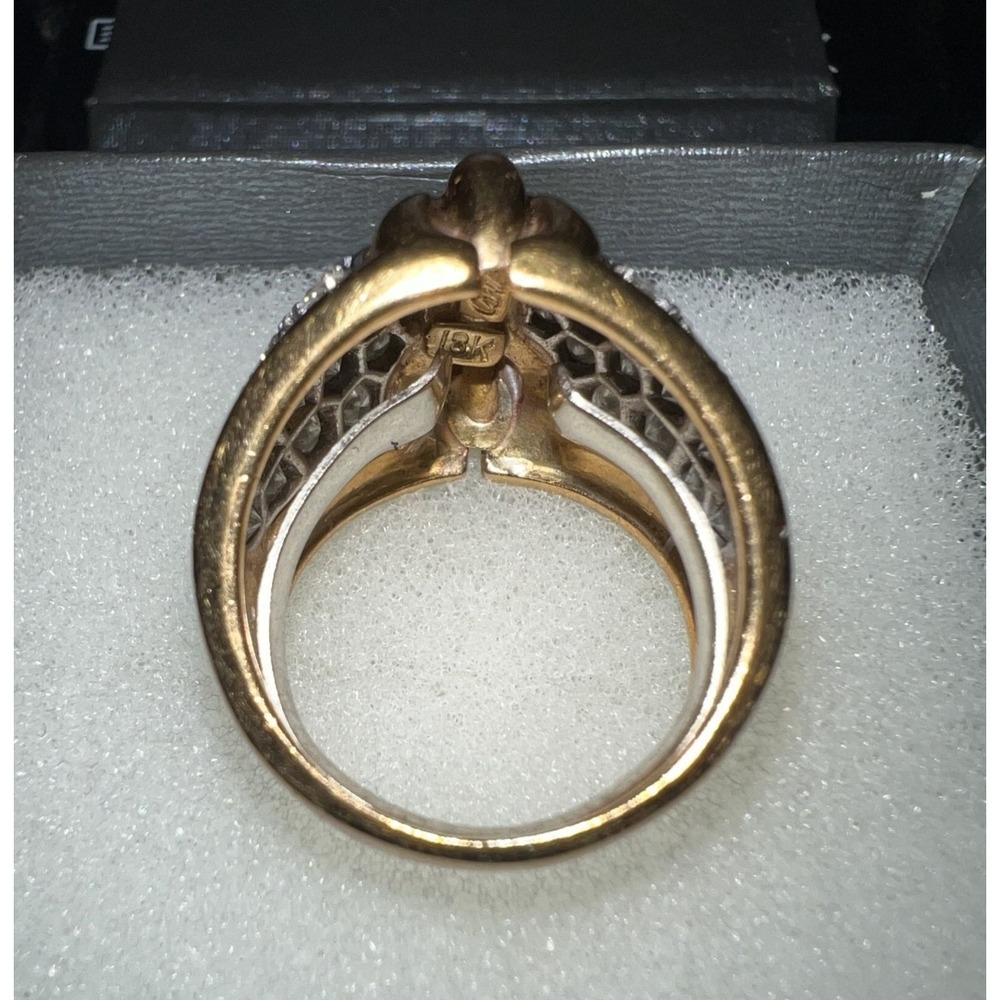 Vintage Cartier Dome Ring Sparkling Diamond Accent 18k Gold Cocktail Statement - Picture 5 of 13